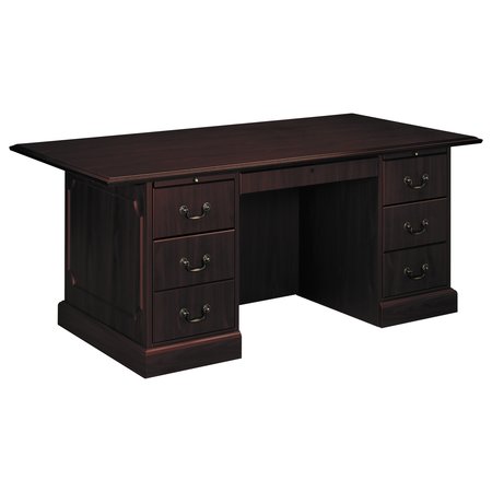 Hon Pedestal Desk, 36 in D, 72" W, 29.5" H, Mahogany, Woodgrain Laminate H94271.NN